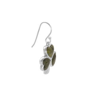 Connemara Marble Inlaid Shamrock Silver Earrings