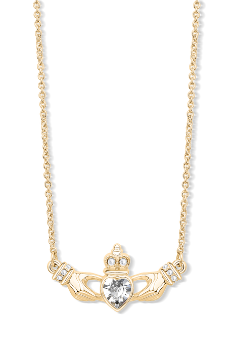 Claddagh Necklace with Clear Crystals