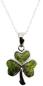 CONNEMARA MARBLE SHAMROCK STERLING SILVER PENDANT