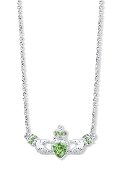 Claddagh Necklace with Peridot Crystals