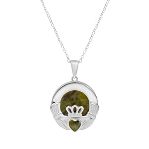 Claddagh Silver Connemara Marble Pendant