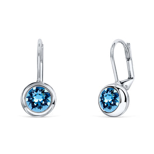 Solitaire Round Bezel Lever Back Earrings