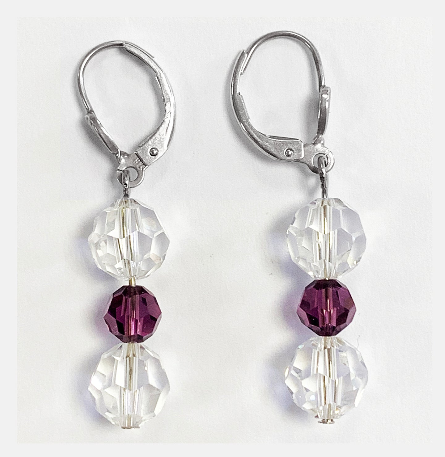 Crystal and Amethyst Drop Earrings