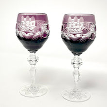 Load image into Gallery viewer, Amethyst Claddagh Hock Wine Glasses - 50th Anniversary LIMITED EDITION