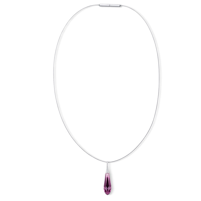 Crystal Raindrop 'Floating' Pendant - Amethyst