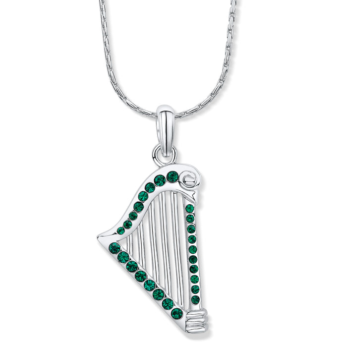 Harp Pendant with Emerald Crystals - Large